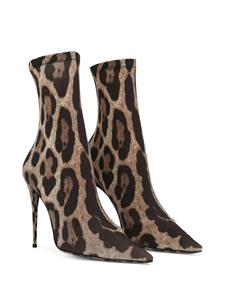 Dolce & Gabbana KIM  enkellaarzen met luipaardprint - Bruin