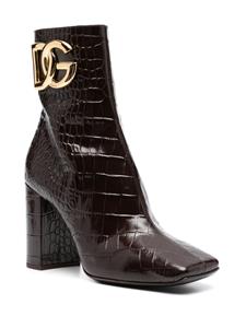Dolce & Gabbana Enkellaarzen met logoplakkaat - Bruin
