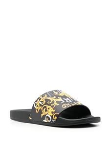 Versace Slippers met 'Barocco' print - Zwart