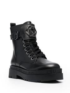LIU JO Combat boots met logoplakkaat - Zwart
