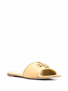 Tory Burch Eleanor slippers met logo - Geel