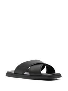 Calvin Klein Leren slippers - Zwart
