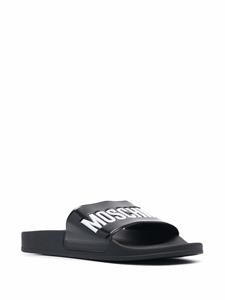 Moschino Slippers met logo-reliëf - Zwart