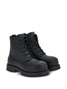 Ferragamo Leren combat boots - Zwart