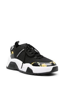 Versace baroque-print leather sneakers - Zwart