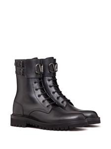 Valentino Vlogo leren combat boots - Zwart