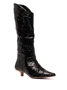 Senso Franca laarzen met pailletten - Zwart