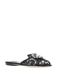 Dolce & Gabbana zijden sandalen met versierde kant - Zwart
