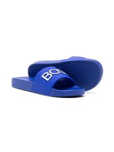 BOSS Kidswear Slippers met logo-reliëf - Blauw