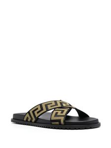 Versace Slippers met logoprint - Zwart
