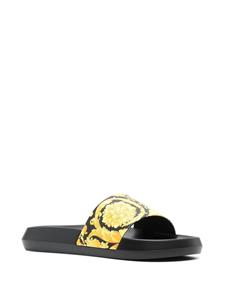 Versace Slippers met barokprint - Zwart