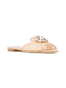 Dolce & Gabbana versierde satijnen sandalen - Beige