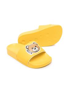 Moschino Kids Slippers met teddybeerpatroon - Geel