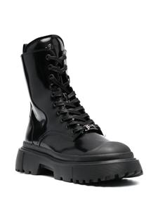 Hogan Combat boots met veters - Zwart