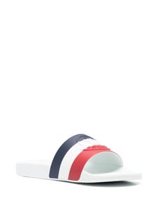 Moncler Gestreepte slippers - Wit