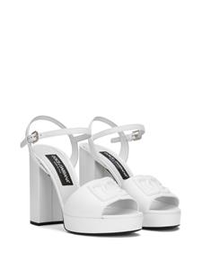 Dolce & Gabbana logo-embroidered platform sandals - Wit