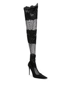 Dolce & Gabbana 105mm lace stocking boots - Zwart