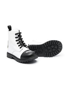 Moschino Kids Leren combat boots - Zwart