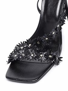 BY FAR Poppy sandalen met bloemenpatch - Zwart