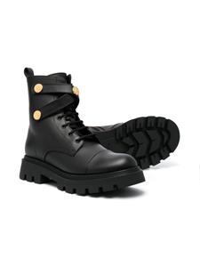 Balmain Kids Leren combat boots - Zwart