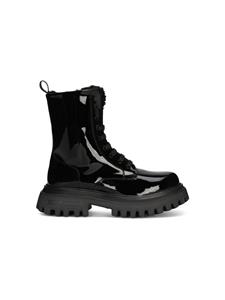 Dolce & Gabbana Kids Lakleren combat boots - Zwart