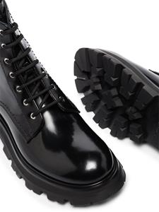 Alexander McQueen Leren combat boots - Zwart