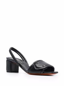 Santoni Leren slingback sandalen - Zwart