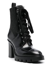 Santoni 75mm lace-up leather ankle boots - Zwart