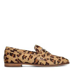 Sacha Leren luipaardprint loafers met goudkleurige gesp - luipaard print
