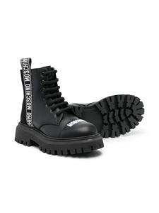 Moschino Kids Combat boots met logo - Zwart