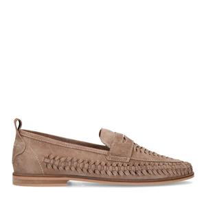 Sacha Taupe suède gevlochten loafers - taupe