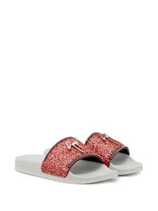 Giuseppe Zanotti Halley slippers met glitter - Roze