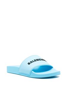 Balenciaga Slippers met logo-reliëf - Blauw