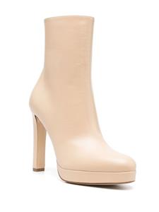 Francesco Russo Leren enkellaarzen - Beige