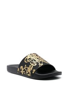 Versace Slippers met 'Barocco' print - Zwart