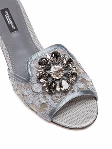 Dolce & Gabbana Slippers met kristallen - Grijs