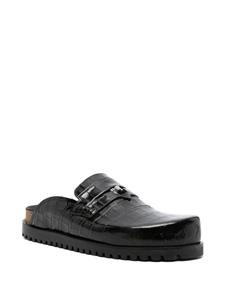 Versace Leren slippers - Zwart