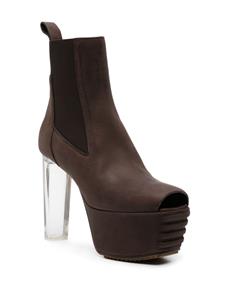 Rick Owens peep-toe leather ankle boots - Bruin