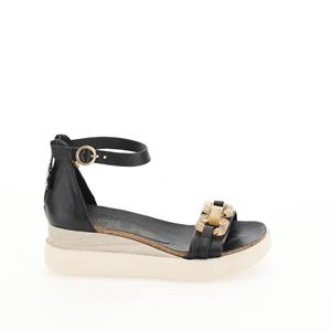 Mjus Sandalen met sleehak in leer