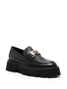 Casadei logo-plaque leather loafers - Zwart