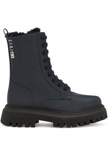 Dolce & Gabbana Kids Combat boots met voering van imitatiebont - Zwart