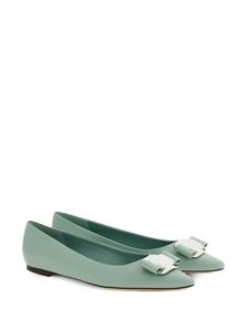 Ferragamo New Vara-bow lambskin ballerina shoes - Groen