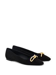 Ferragamo bow-detailing leather ballerina shoes - Zwart