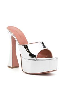 Amina Muaddi Dalida mirror-effect 140mm mules - Zilver