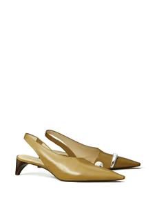 Tory Burch Pierced leren pumps - Bruin