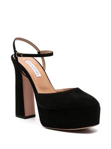 Aquazzura Groove Plateau suède pumps - Zwart