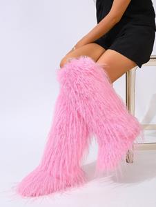 Zaful Women's Y2K Fashion Fluffy Faux Fur Snow Mid-calf Boots