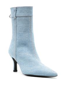 Maje 75mm pointed-toe denim ankle boots - Blauw