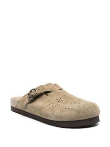 Needles punch-hole detailing suede slippers - Groen