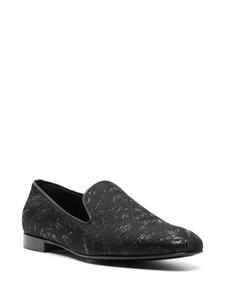 Versace Barocco jacquard leather slippers - Zwart